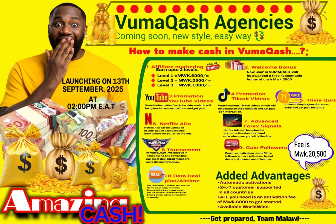 VumaQash Agencies Malawi – Register, Earn Money Online & Download App